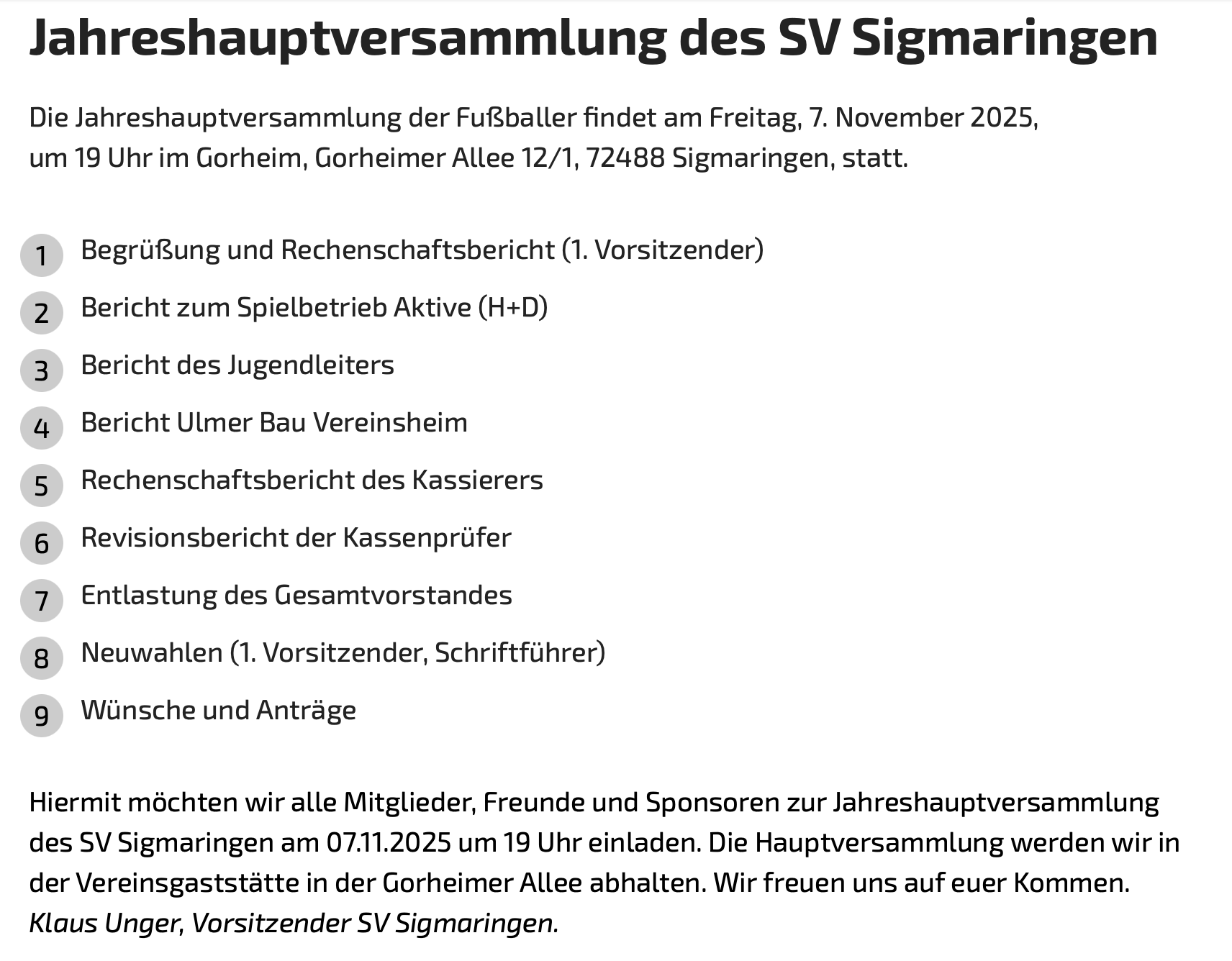 Jahreshauptversammlung