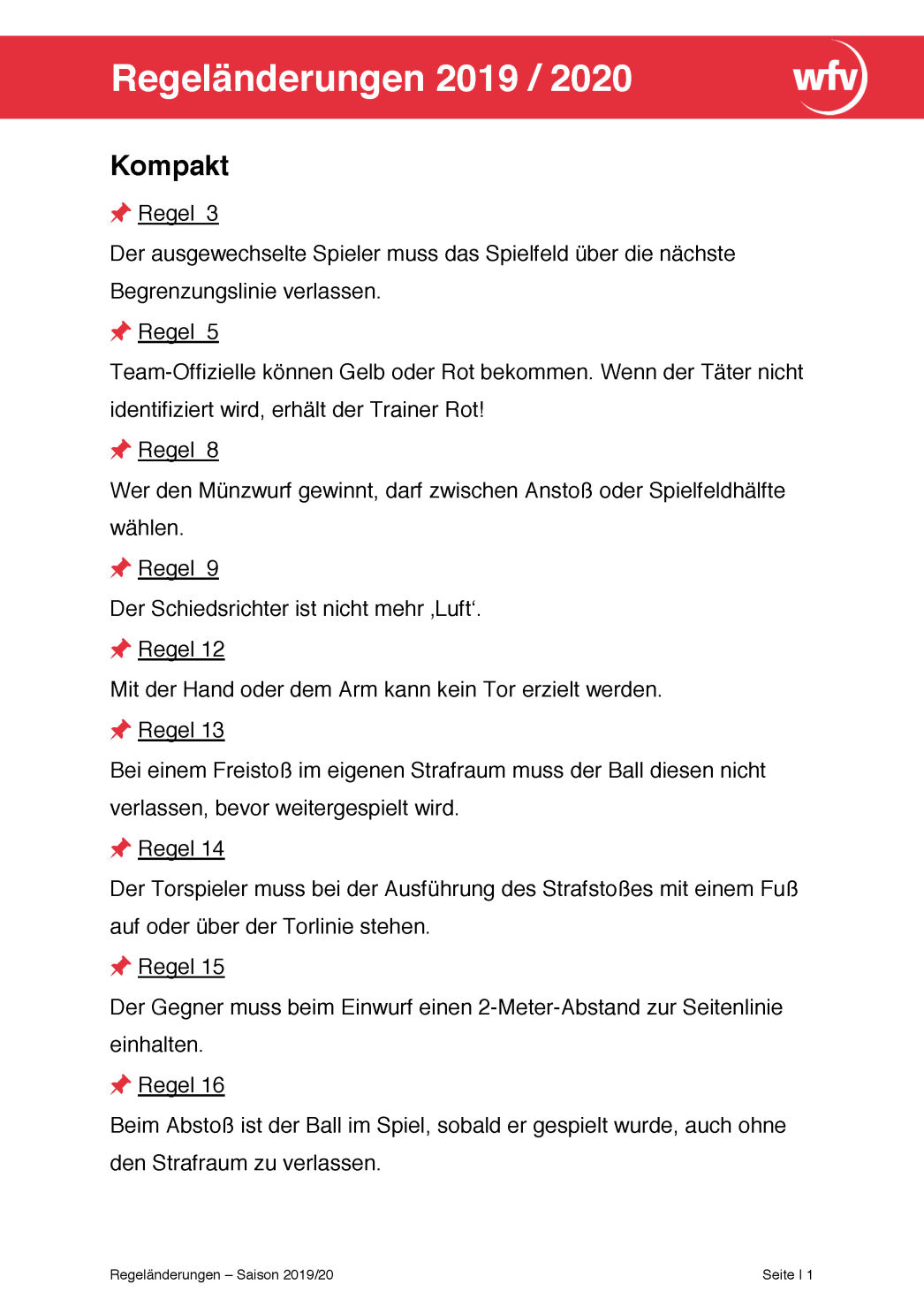 Regeländerung 2019/2020